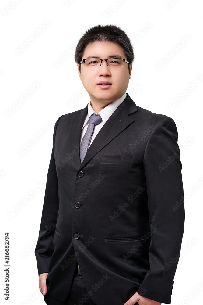 Isolated young asian business man in formal suit with necktie on white background Isolated young asian business man in formal suit with necktie on white background