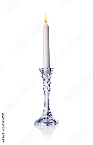 glass candle holder, isolated on white