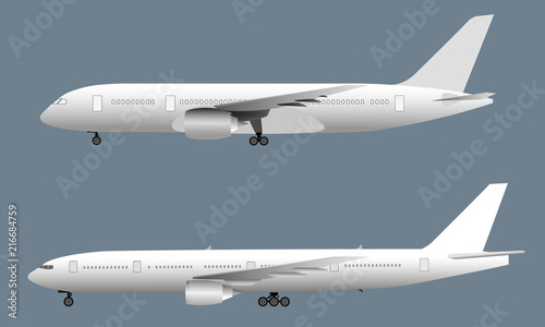 Passenger aircraft side view, vector illustration