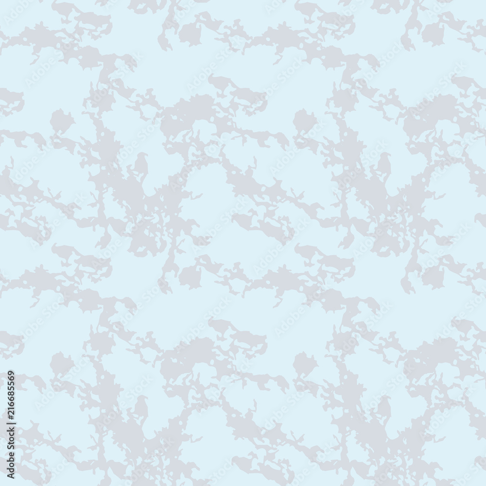 UFO military camouflage seamless pattern in light blue and different shades of grey color