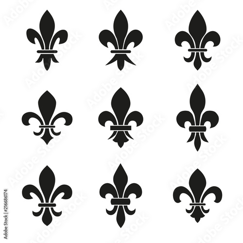 Set of emblems Fleur de Lys symbols.