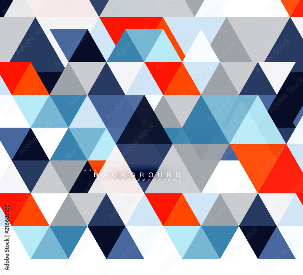 Multicolored triangles abstract background, mosaic tiles concept