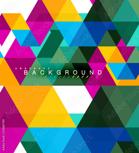 Multicolored triangles abstract background, mosaic tiles concept