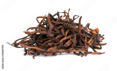 Dried Day Lily on white background