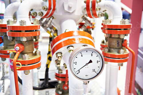 Manometer on oil and gas mixture measuring unit photo