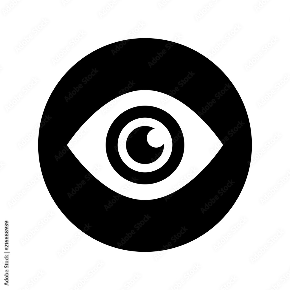 Simple, circular eye icon. Black and white design. Isolated on white Stock  Vector | Adobe Stock