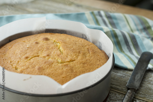 Round Madeira Cake in a Baking Tin