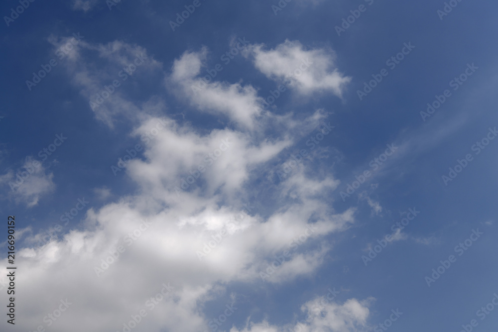 青空と雲「空想・雲のモンスターたち（ドラゴンの頭の上で戯れる子供モンスターなどのイメージ）」（重なる,頭の上で遊ぶ,頭上で戯れる,遊ぶ,楽しいなどのイメージ）