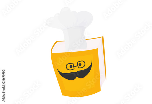 Cooking chef hat book vector illustration. Culinary chef cookbook icon.