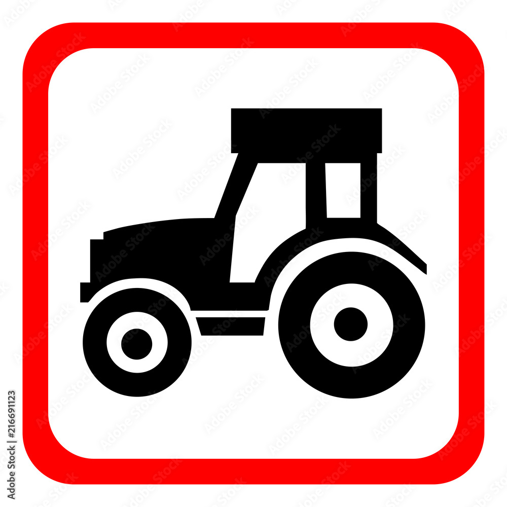 Icon tractor on white background. Vector illustration. Icon tractor on white background. Vector illustration.