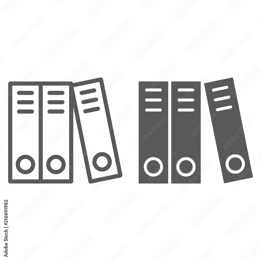 Ring binder line and glyph icon, office and work, file folder sign, vector graphics, a linear pattern on a white background, eps 10. Ring binder line and glyph icon, office and work, file folder sign, vector graphics, a linear pattern on a white background, eps 10.