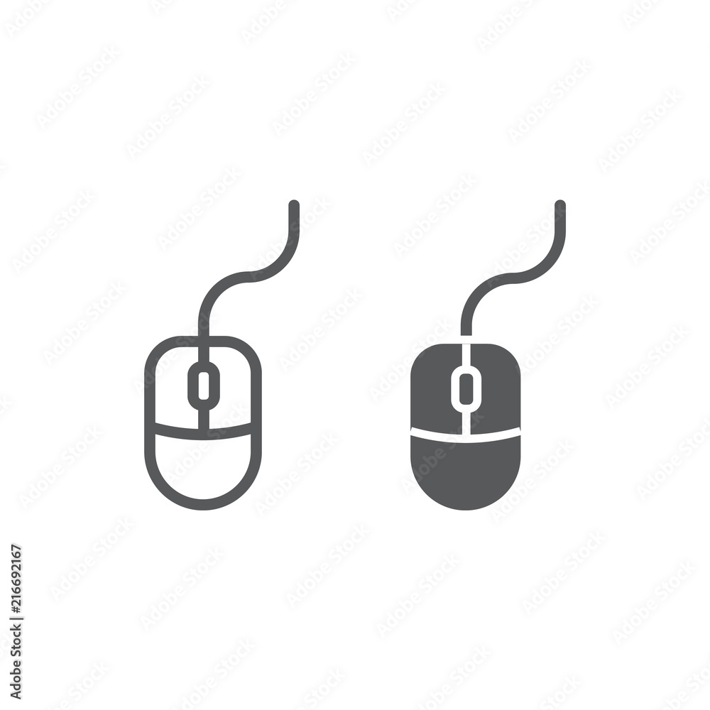 Mouse line and glyph icon, office and work, computer sign, vector graphics, a linear pattern on a white background, eps 10. Mouse line and glyph icon, office and work, computer sign, vector graphics, a linear pattern on a white background, eps 10.