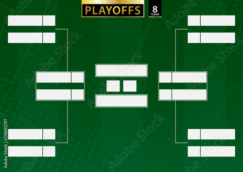 Tournament bracket for 8 team on green soccer background