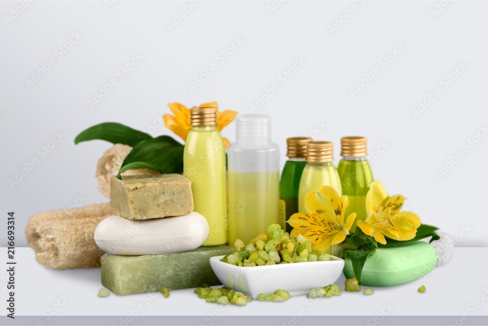 Bottles with organic essential aroma oils Bottles with organic essential aroma oils
