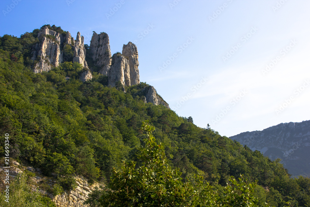 Rocks and Hills in the mountains of Vercors, french pre-alps