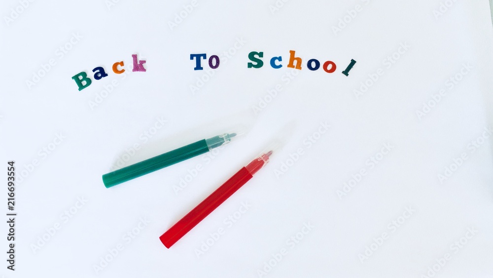 back to school lettering and background.pens papr and blank space back to school lettering and background.pens papr and blank space