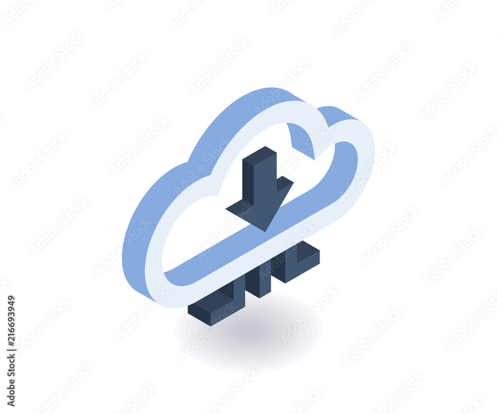 Cloud technologies isometric icon. Vector 3D illustration for web design.