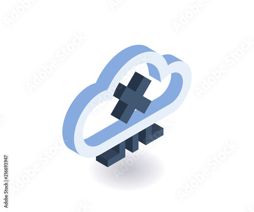 Cloud technologies isometric icon. Vector 3D illustration for web design.