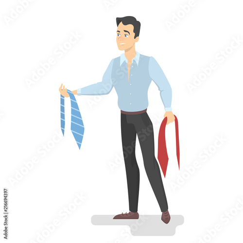 Man choosing neck tie
