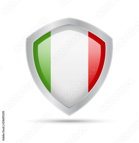 Shield with Italy flag on white background. Vector illustration. Free Download Shield with Italy flag on white background. Vector illustration. - GFXLoad