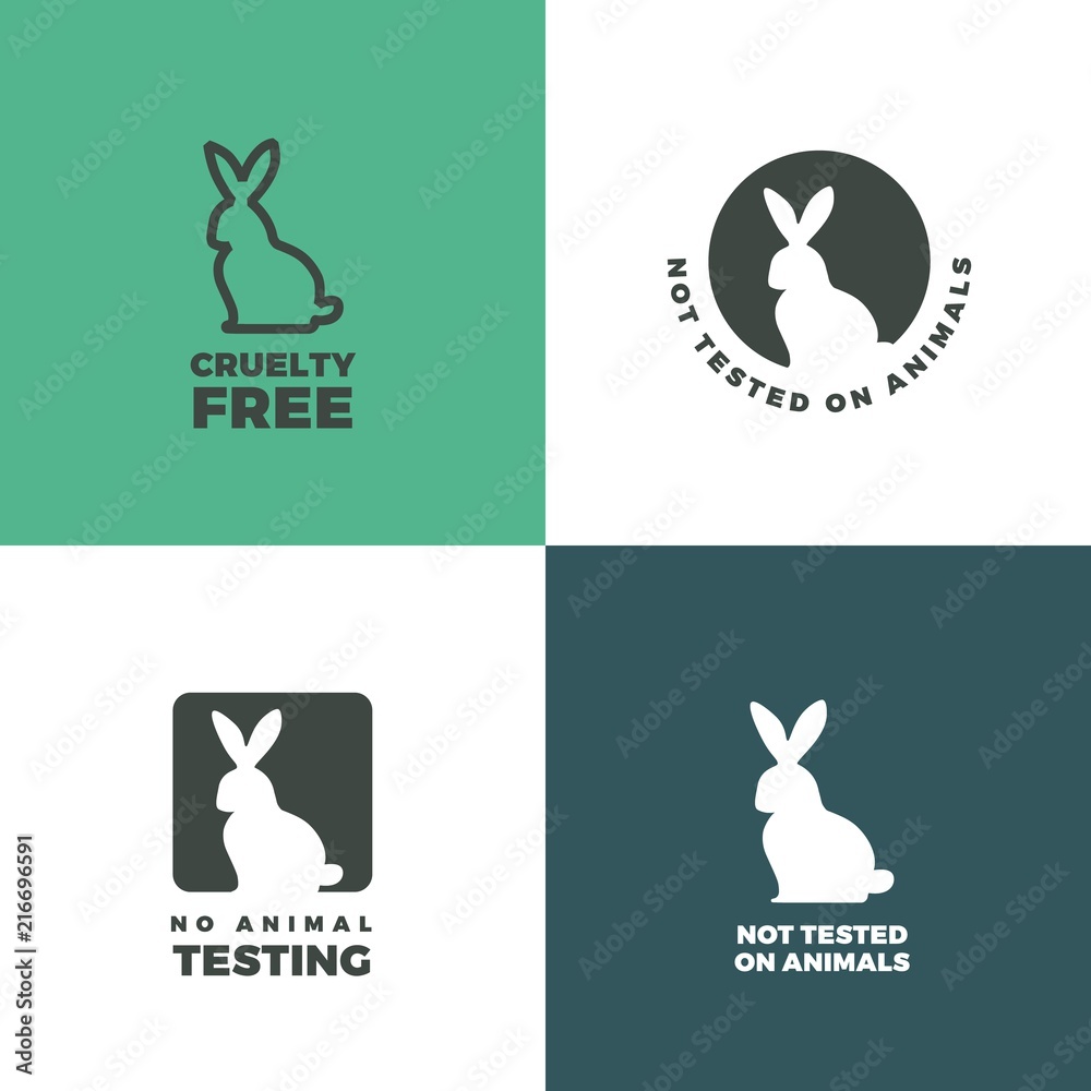 Set of icons with a rabbit as a symbol of animal cruelty free. Bunny