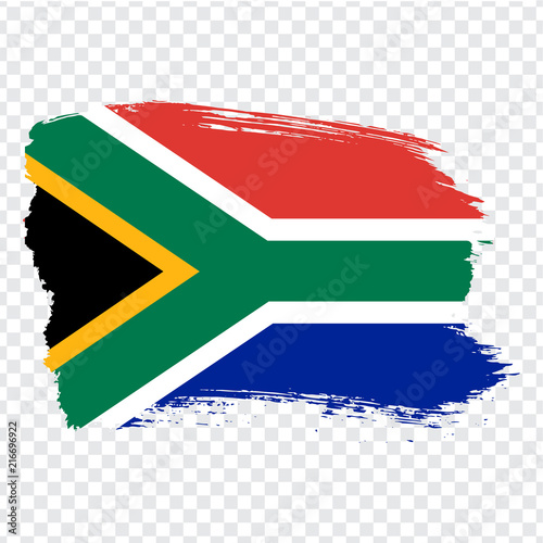 Flag of South Africa, brush stroke background.  Flag South Africa on transparent background for your web site design, logo, app, UI. Stock vector. Vector illustration EPS10.