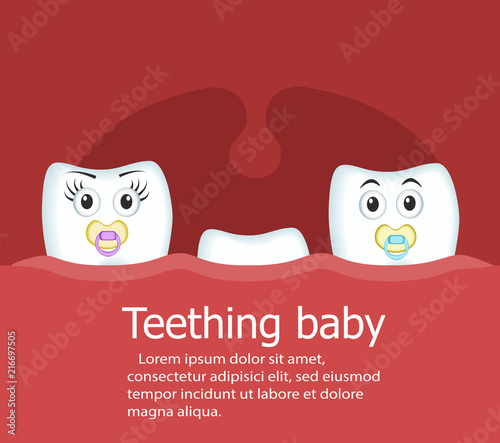 Teething baby banner with teeth