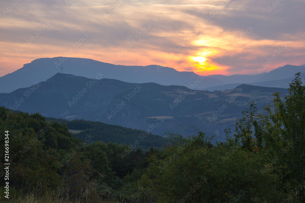 Mountain Panorama in the Sunset, Montgardin France