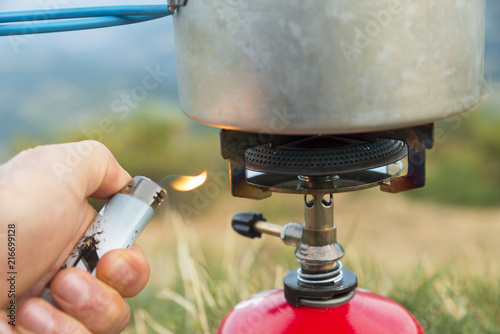 Cuadro en lienzo Réchaud à gaz camping