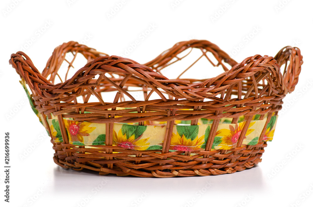 Wicker basket for bread on white background isolation Wicker basket for bread on white background isolation