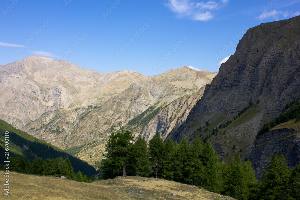 Mountain panorama and barren Landscape, France