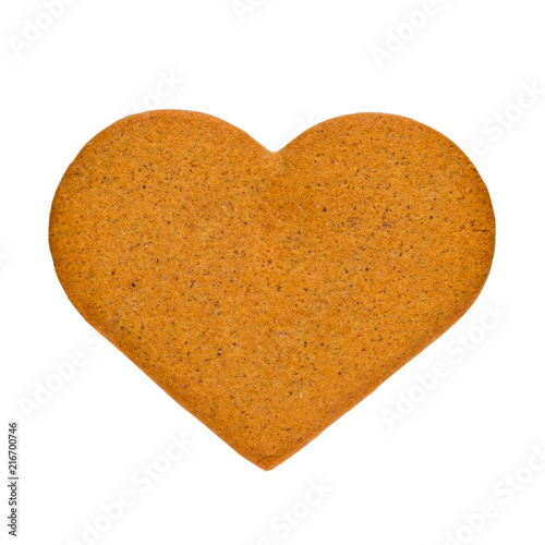 Gingerbread cookies in the form of heart, isolated on a white background. Souvenir for Valentine's Day.