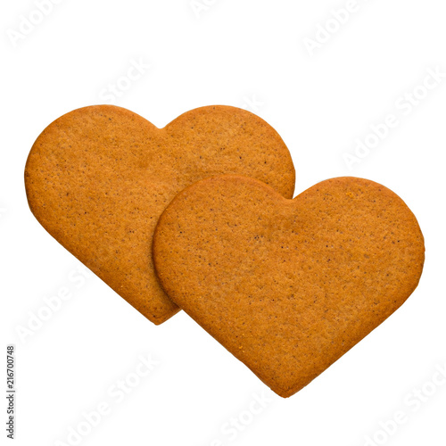 Wallpaper Mural 2 Gingerbread cookies in the form of heart, isolated on a white background. Souvenir for Valentine's Day. Torontodigital.ca