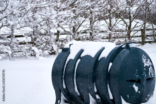 Kerosene tank covered in snow in Ireland