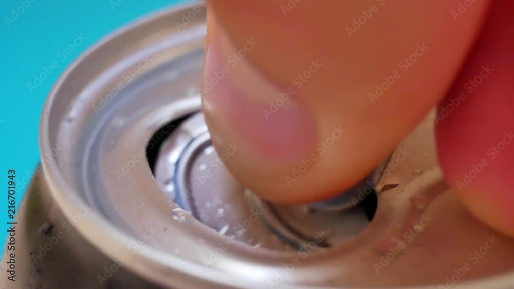 Man Opens His Fingers Iron Banks With Fizzy Cold Soda Man Opens His Fingers Iron Banks With Fizzy Cold Soda