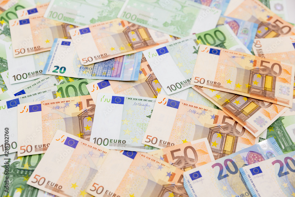 Background from a lot of euro banknotes