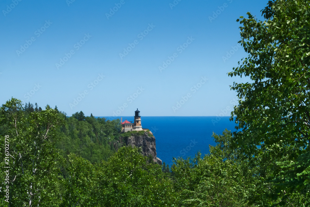 Split Rock historical lighthouse on the cliff over north shore of Lake Superior