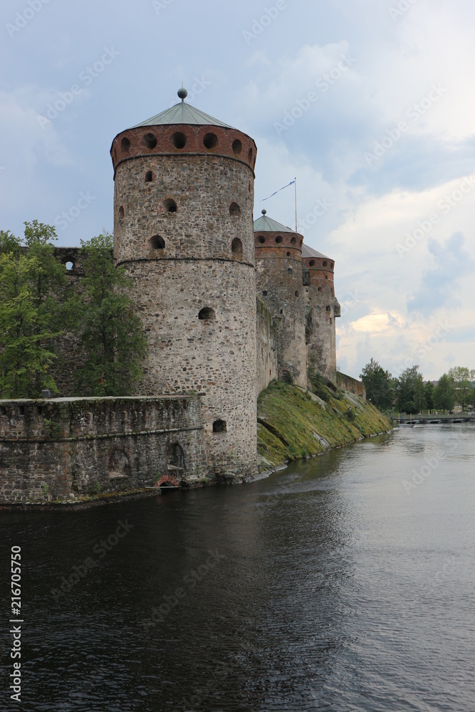 Towers of medieval fortress Olavinlinna, Savonlinna, Finland