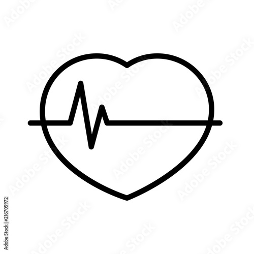 Medical icon. Heartbeat / heart beat pulse flat icon for medical apps and websites. Outline Icon Linear Style