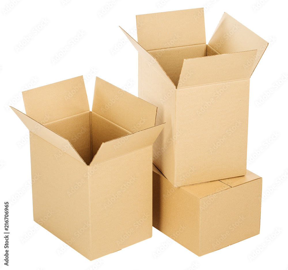 Pile of cardboard boxes on a white background Pile of cardboard boxes on a white background