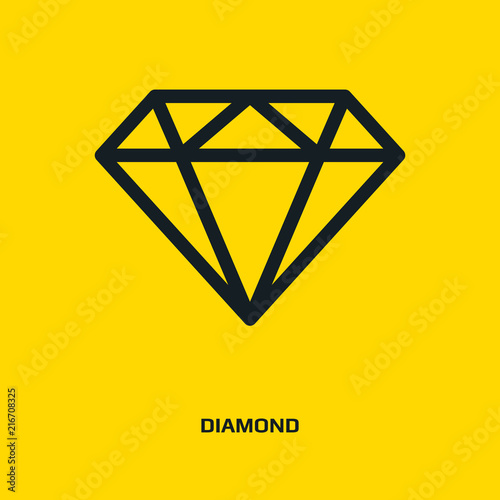 Diamond outline icon, minimal flat design style, thin line vector illustration