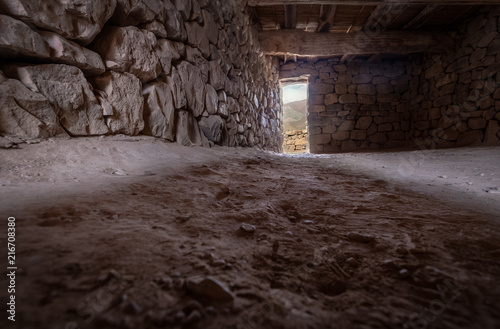 Fototapeta Naklejka Na Ścianę i Meble -  Interior of a house at Pucara de Tilcara old pre-inca ruins - Tilcara, Jujuy, Argentina