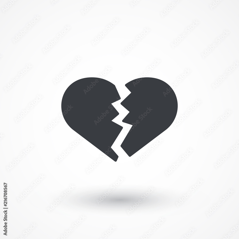 Broken heart vector icon. Divorce symbol. End of love sign. Logo graphic design concept. Logotype, icon, template in web and print Broken heart vector icon. Divorce symbol. End of love sign. Logo graphic design concept. Logotype, icon, template in web and print