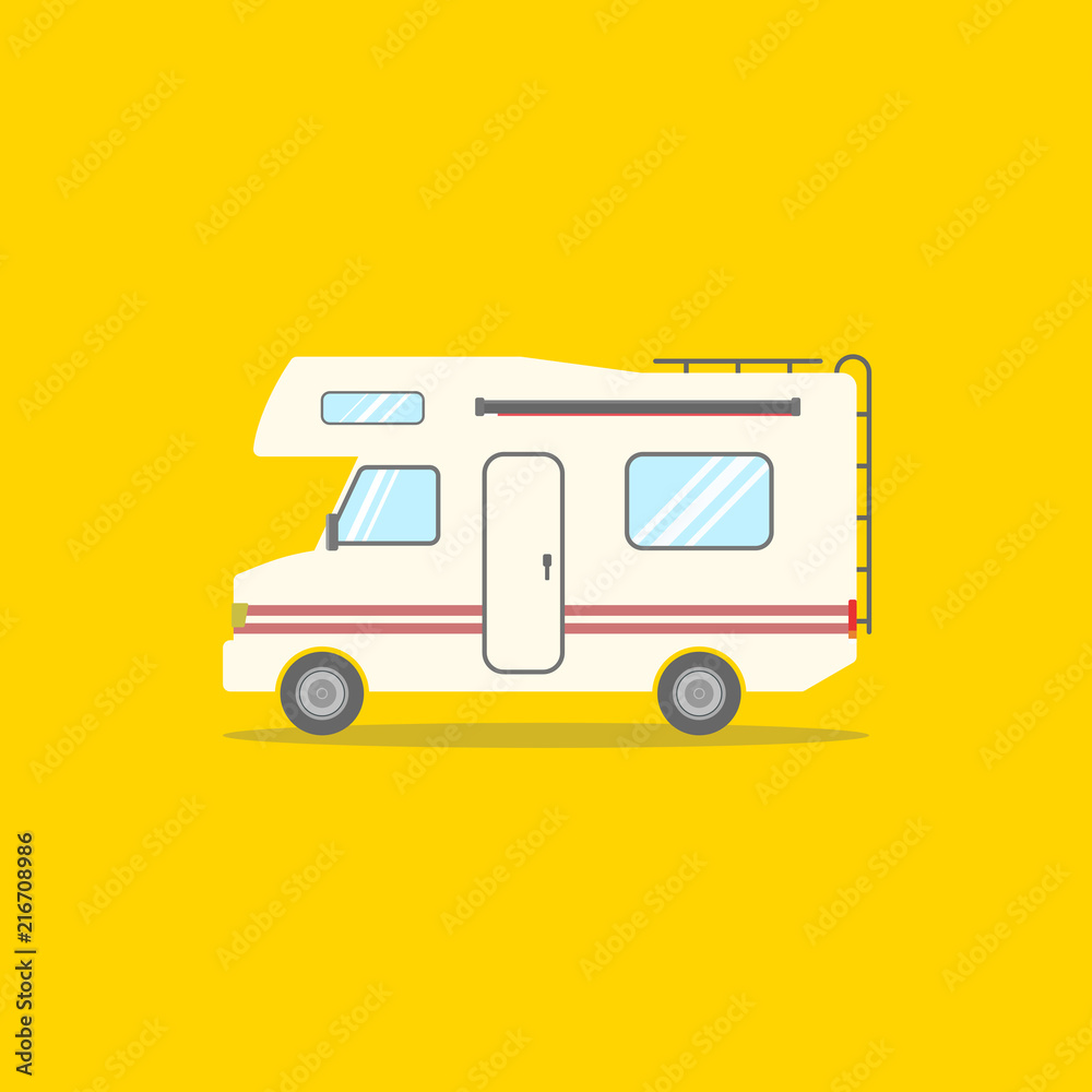 Camper | vector with yellow background Camper | vector with yellow background
