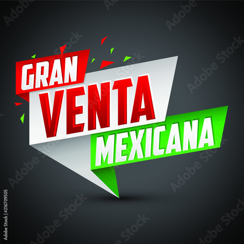 Gran venta Mexicana, Mexican big sale spanish text, vector modern colorful promotional banner