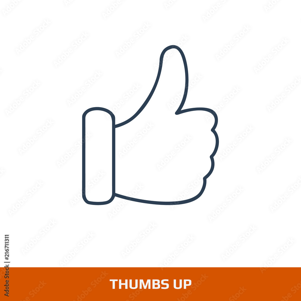 Thumbs up line icon isolated on a white background