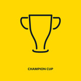 Champion Cup Outline Vector Icon, Line Trophy Icon