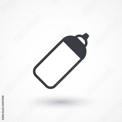 Baby bottle with pacifier nipple vector icon. Milk bottle symbol. Kid food sign