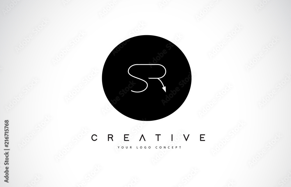 SR S R Logo Design with Black and White Creative Text Letter Vector ...
