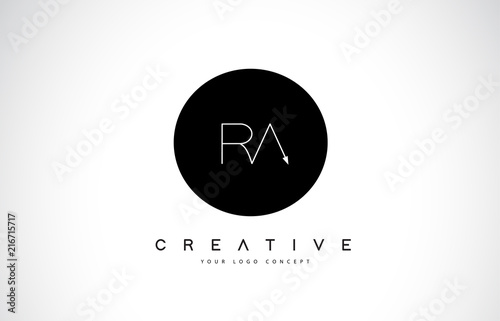 RA R A Logo Design with Black and White Creative Text Letter Vector.